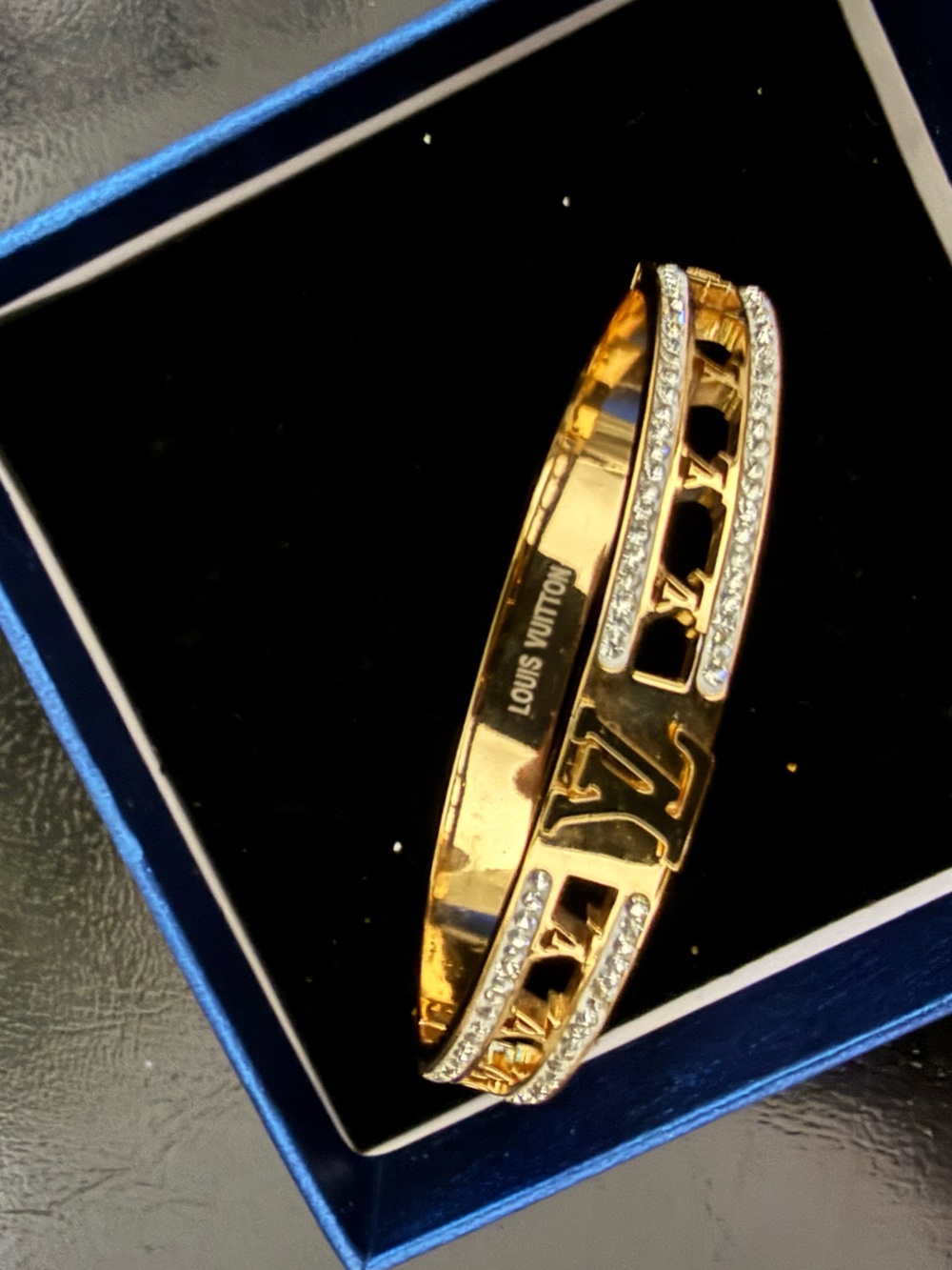 Gold Pavé Hinged Luxury Letter Bracelet